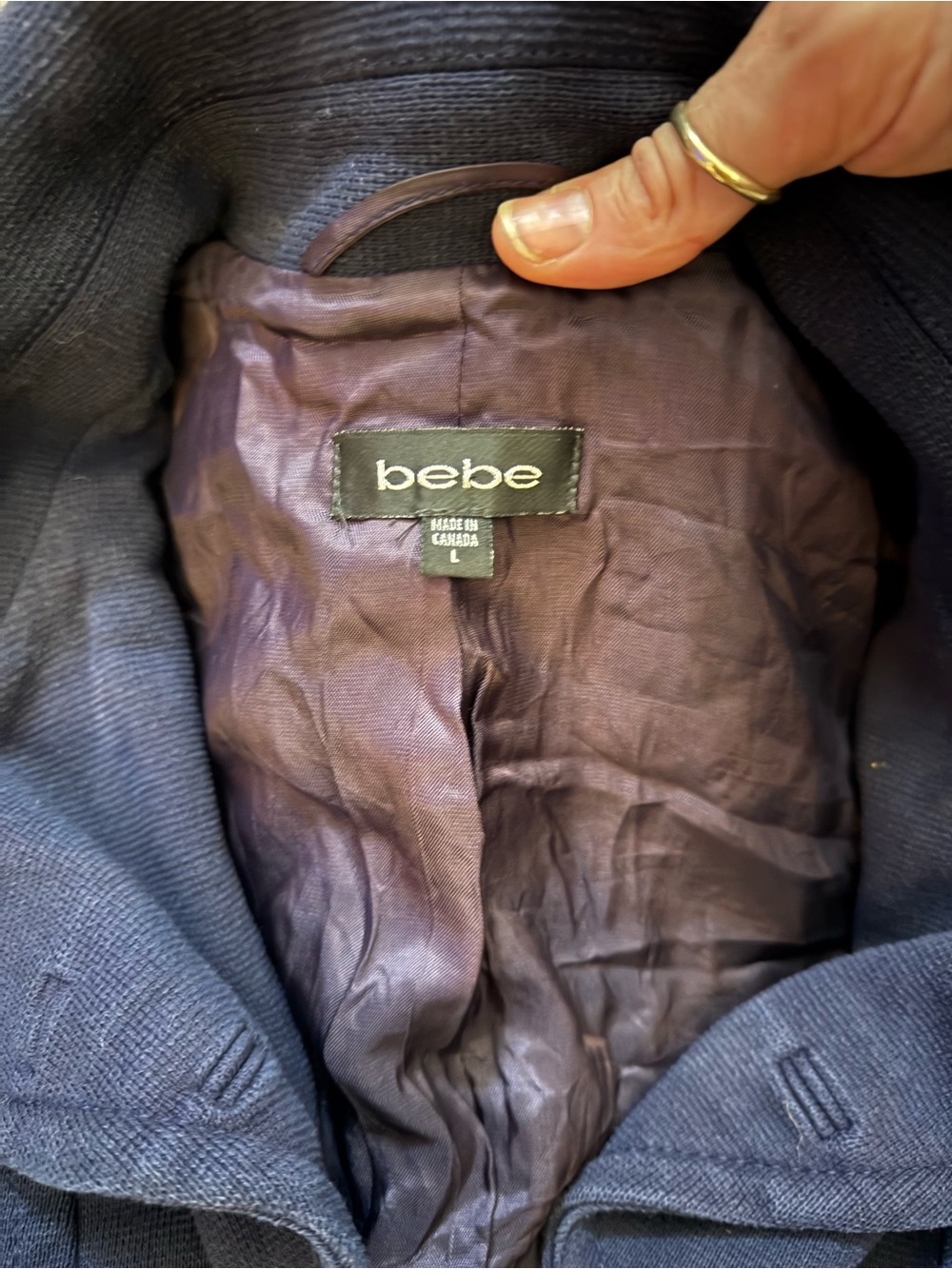 2000’s bebe Navy Double-Breasted Military-Style Blazer - Picture 2 of 7